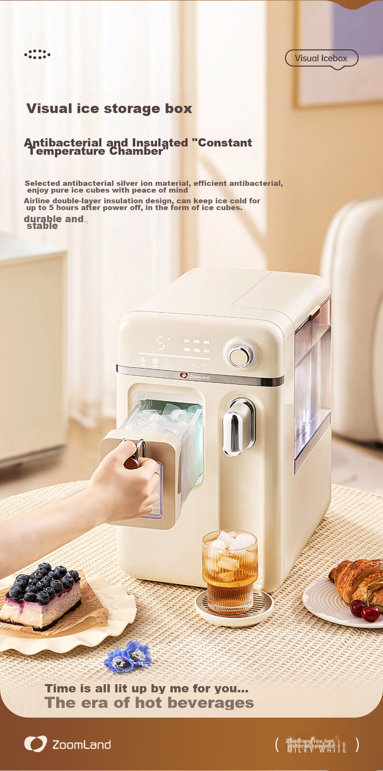 Zhuolang Mini Ice Maker for Home, Dormitory, And Small Spaces - All-In Cooling + Heating + Ice Making Machine 8