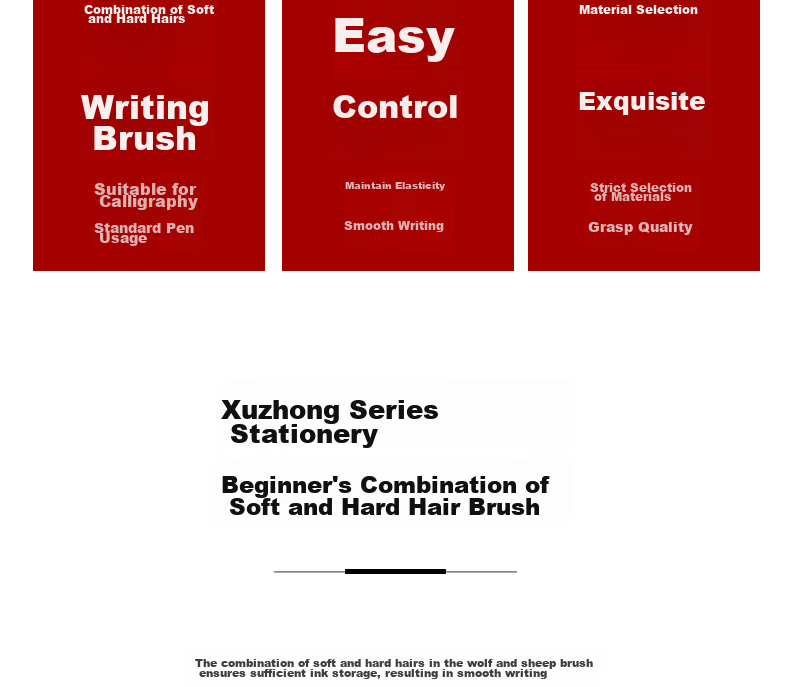 Rongbaozhai Calligraphy Brush, Mixed Hair Soft Brush for Calligraphy Practice in Large, Medium And Small Regular Script, Four Treasures of The Study, Chinese Painting Copybook, for Adult Beginners And Students, Beginner Mixed Hair - Large 4