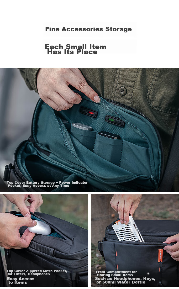 PGYTECH Dandelion Shoulder Bag, OneMo Camera Bag, DSLR Crossbody Bag, Fuji Nikon Canon Camera Bag, Stabilizer Storage Bag, OneMo Sling Shoulder Bag, 7L Camouflage Gray 13