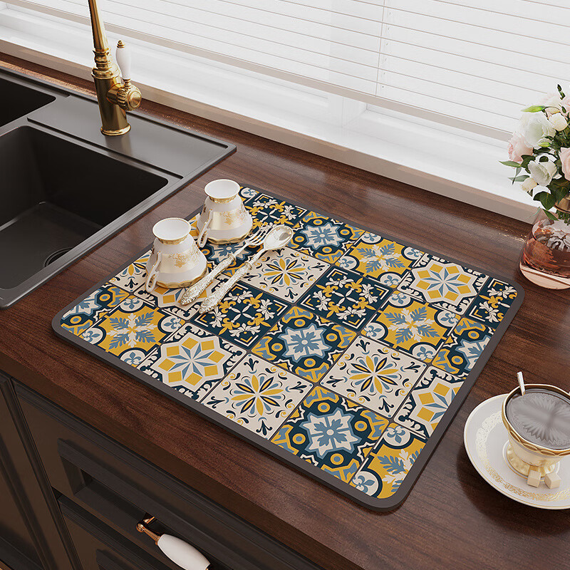 Qiqijia Kitchen Countertop Draining Mat, Table Mat, Cup And Dish Drying Pad, Tea Table Absorbent Cup Mat, Washable Heat Insulation Mat