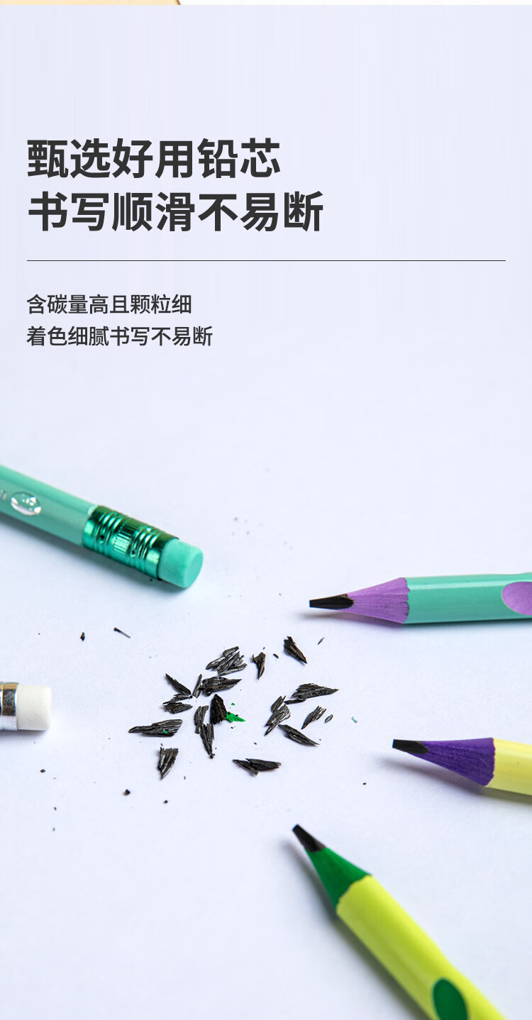 COMIX Perforated Pencils with Colorful Handles, 30 Pieces HB, Elementary School Students' Writing Practice Pencils, Children's Posture Correction, Triangular Wooden Handle Easy-Grip Pencils, Erasable with Eraser, XS12 5