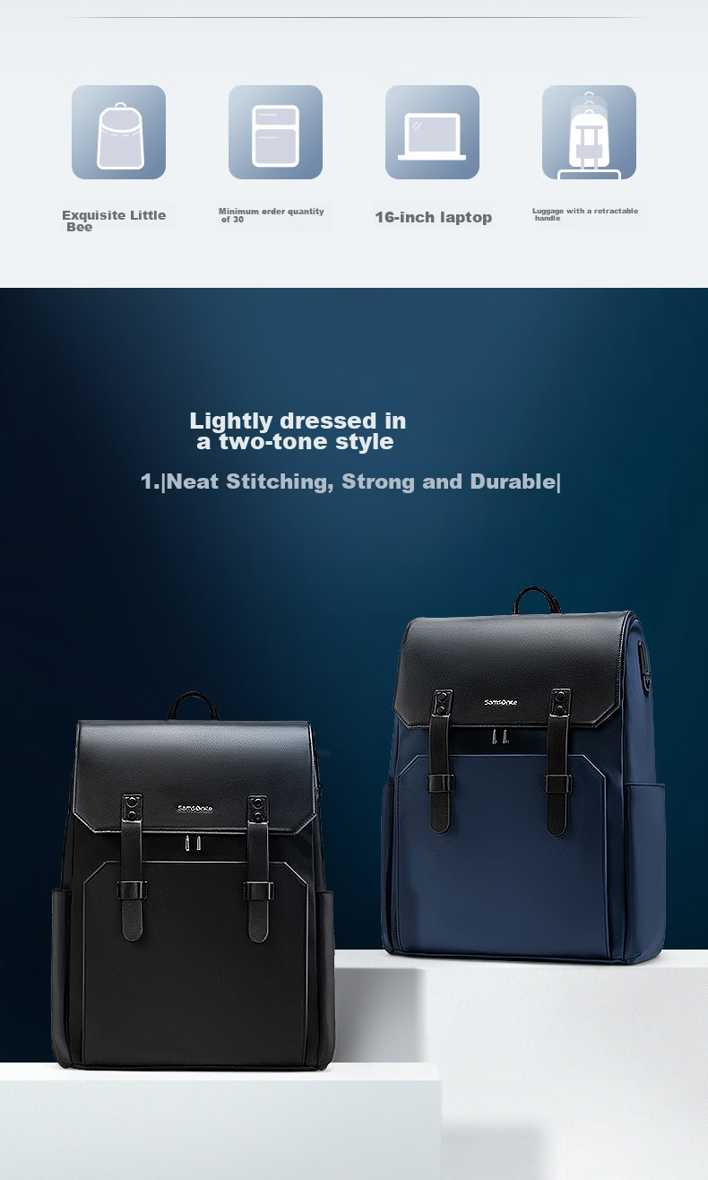 Xinxiuli Laptop Backpack 15.6-Inch Genuine Leather Shoulder Bag Large Capacity Business Travel Bag Gift NV0 2