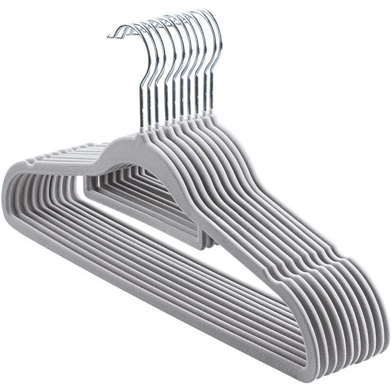 JD Original Velvet Hangers, Non-Slip Clothes Hangers, Anti-Slip Garment Rack, Closet Hangers, 10 Pieces, Gray