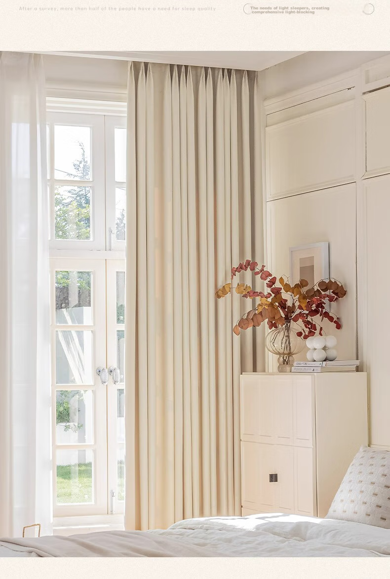 Ali Cotton Linen Cream-Colored Curtains, Japanese Style for Living Room And Bedroom, High Light-Blocking, Heat-Insulating, Sun-Protective, with Hooks, Width 2.0 Meters * Height 2.2 Meters 13
