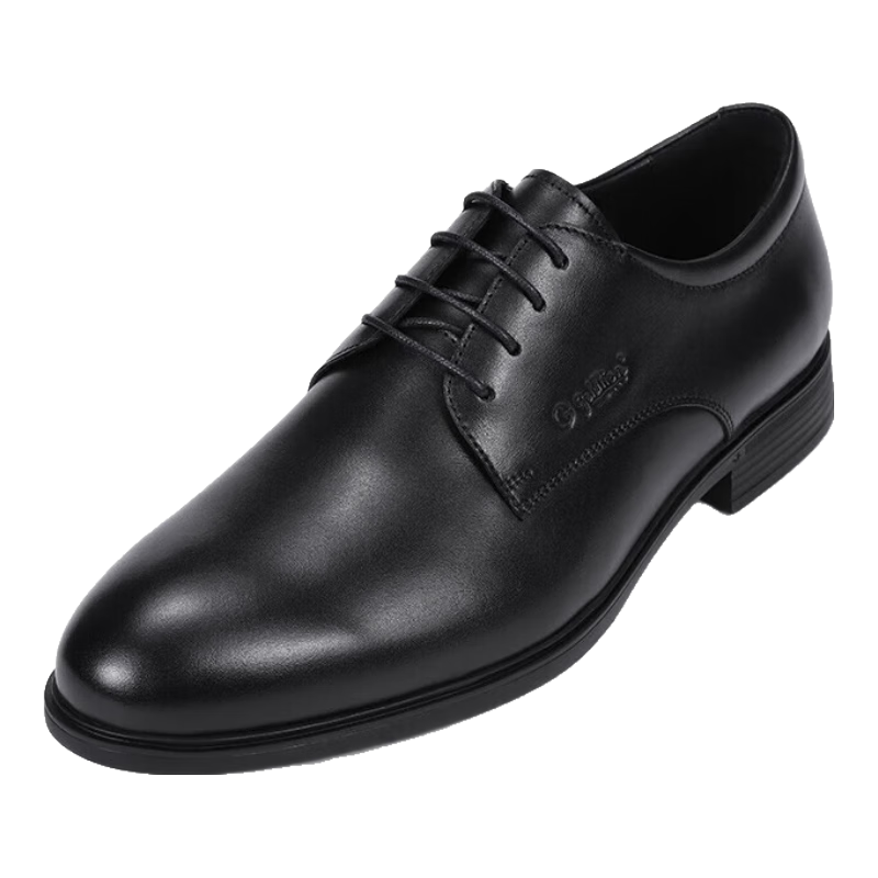 Goldlion First Layer Cowhide Men's Lace-up Pure Color Casual Business Formal Leather Shoes Black Size 40