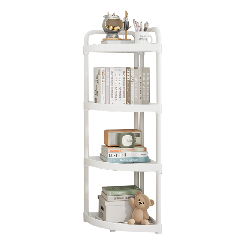 Shunyou Bathroom Storage Rack, Floor-Standing Shower Triangle Shelf, Corner Organizer, White, Four-Tier SY-150