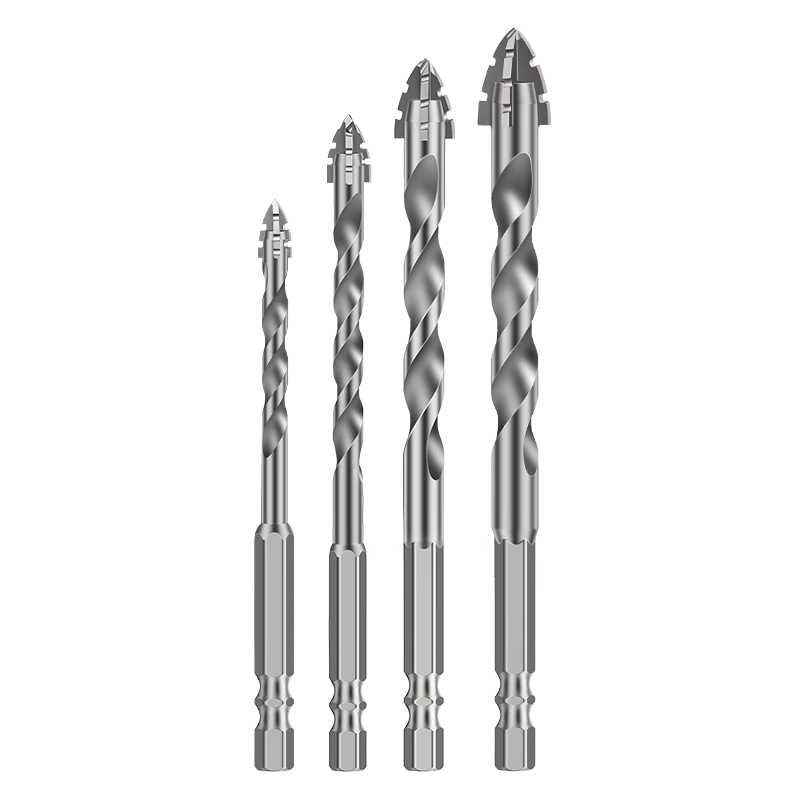 LiDiao Four-Blade Serrated Eccentric Drill Bit, Dry Glass Marble Porcelain Tile Drilling Bit, Hand Drill 6+8+10+12