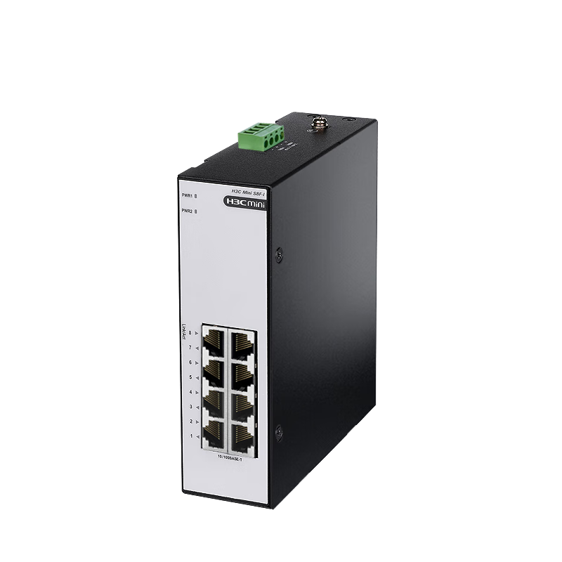 H3C 8-Port 100Mbps Industrial Switch, Industrial-Grade Enterprise-Level Network Monitoring, Hub Converter, DIN Rail Switch, Wide Temperature IP41 Waterproof And Dustproof, S8F-I