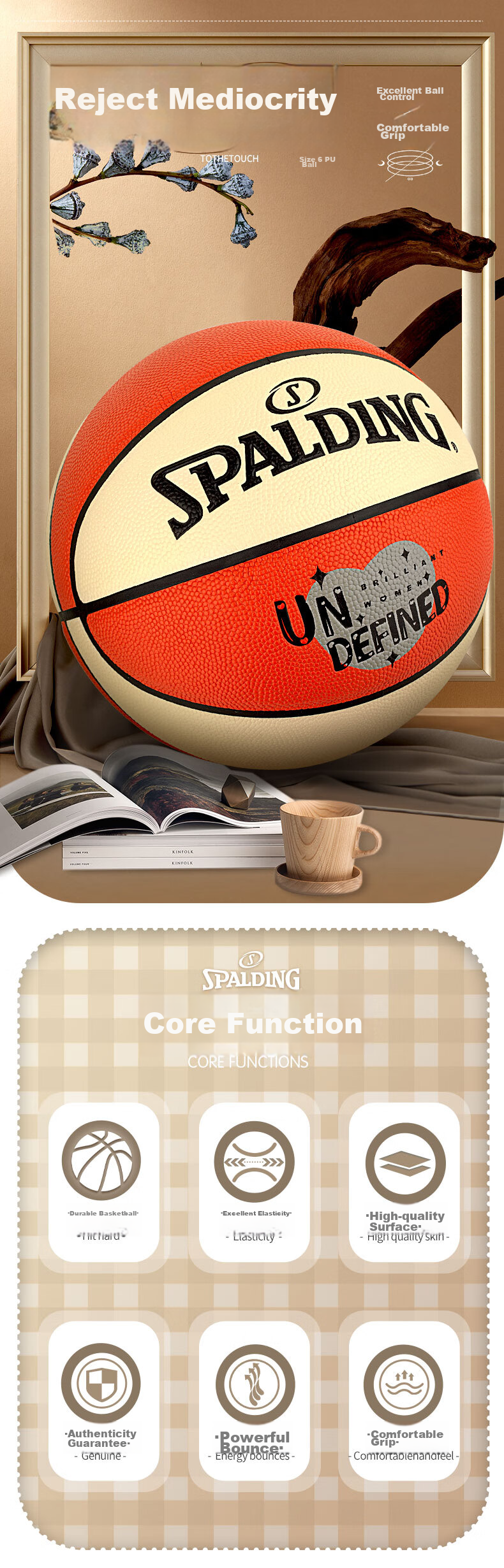 SPALDING Super Triple League Training Size 6 PU Basketball 77-750Y6 1