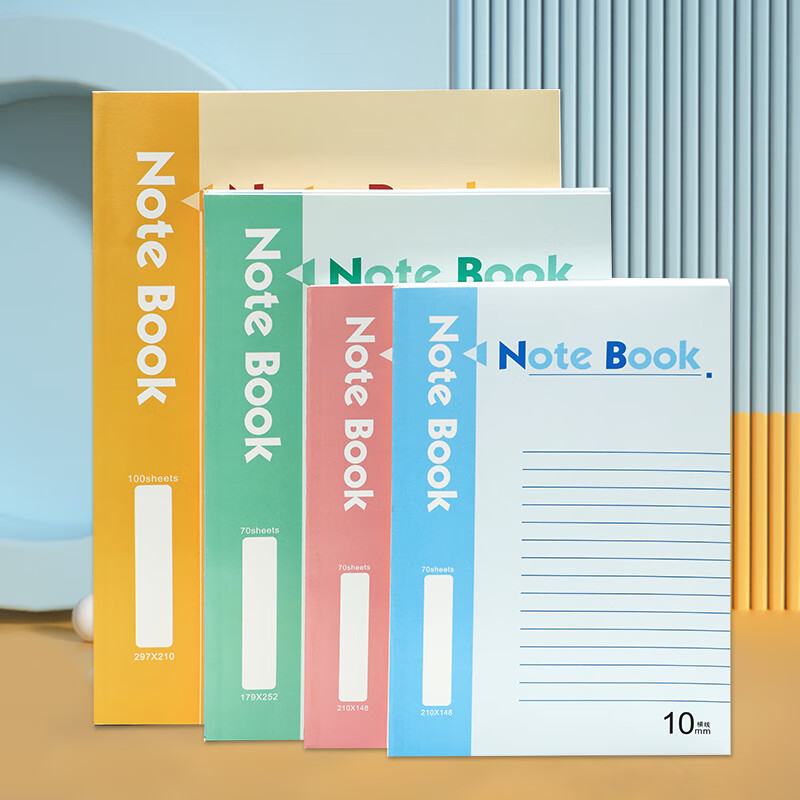 Bailiwen H-A5 Notebook A5 Thick Soft Cover Notebook with 20 Sheets And 10 Mixed Colors, Diary, Meeting Record Book, Soft Cover Exercise Book
