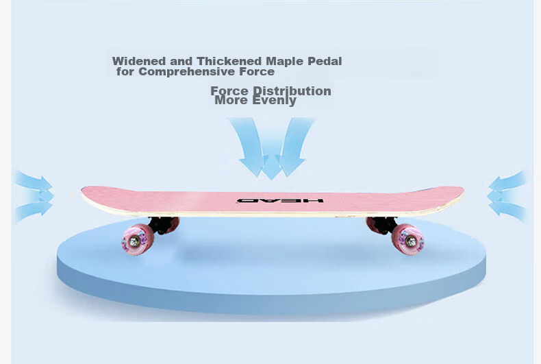HEAD Children's Skateboard for Beginners, Four-Wheel Light-Up Double-Warped Skateboard for Boys And Girls Aged 3-9, Professional Entry-Level Skateboard, Magic Planet 13