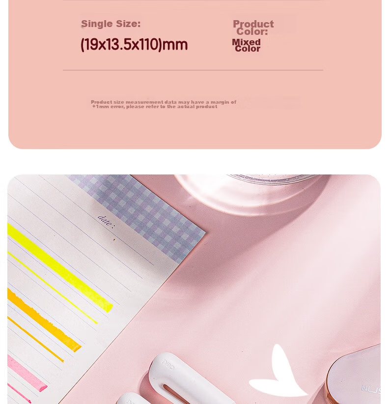 Deli Pocket Colorful Highlighters, Floral Series, for Students' Exams, Key Points Review, Office Note-Taking, Doodle DIY Decoration, 4 Pens/Box, SK183 14