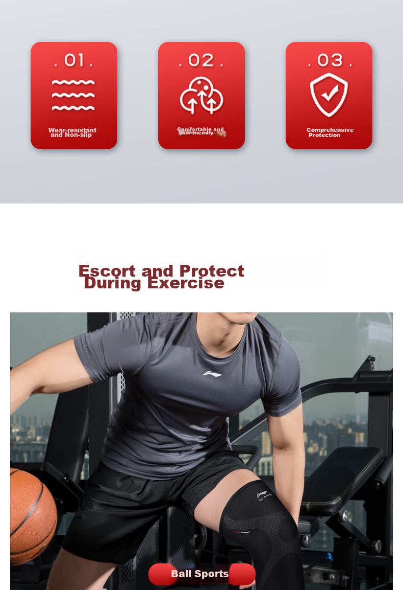 Li-Ning Knee Pads, Warm Sports Arthritis Protection, Professional Guard for Men And Women, Hiking, Running, Trekking, Meniscus, Basketball, Badminto 4