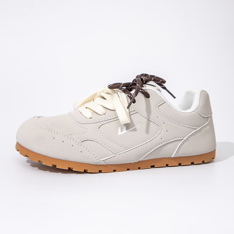 Huili Women's Shoes, Dexun Shoes for Women, Soft-Soled Round-Toe Sneakers, Versatile Casual Sports Shoes, 4398Z, Beige, Size 38