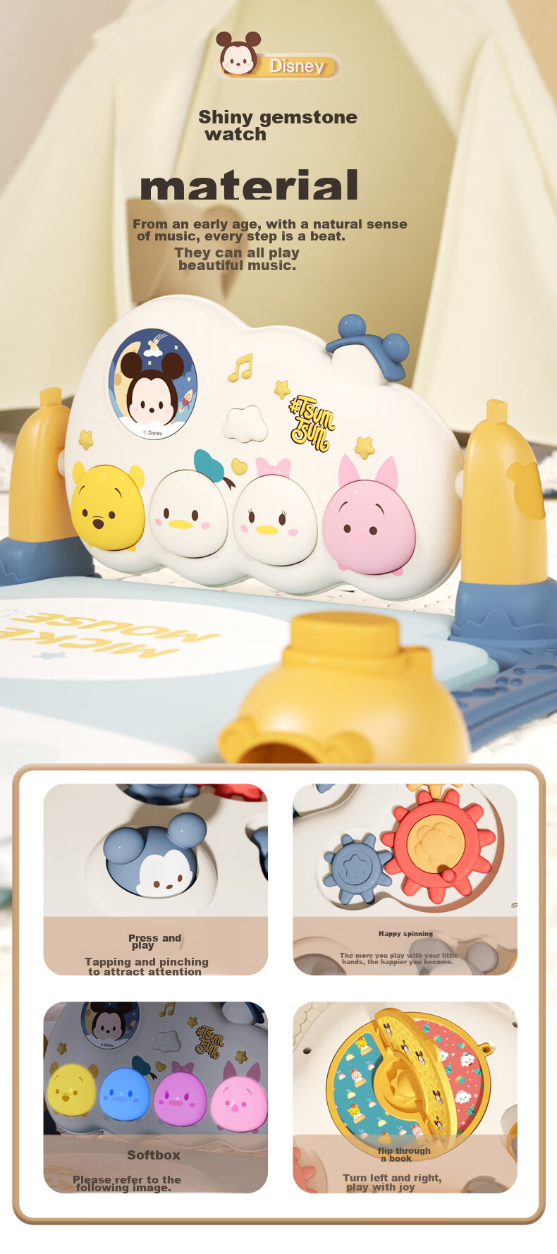Disney Children's Tableware, Baby Food Bowl, Classic Series Dream Mickey Dining Set, Seven-Piece Gift Box, Lunchbox 6
