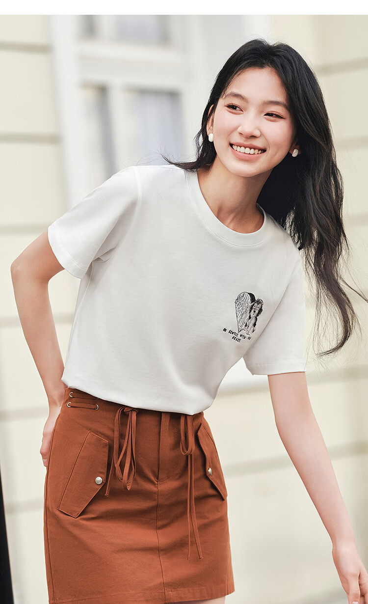 Semir [Mall Matching Style] Short Sleeve T-Shirt for Women, Dog Embroidery, Summer 2025 Loose Casual Clothing 101325100092 1