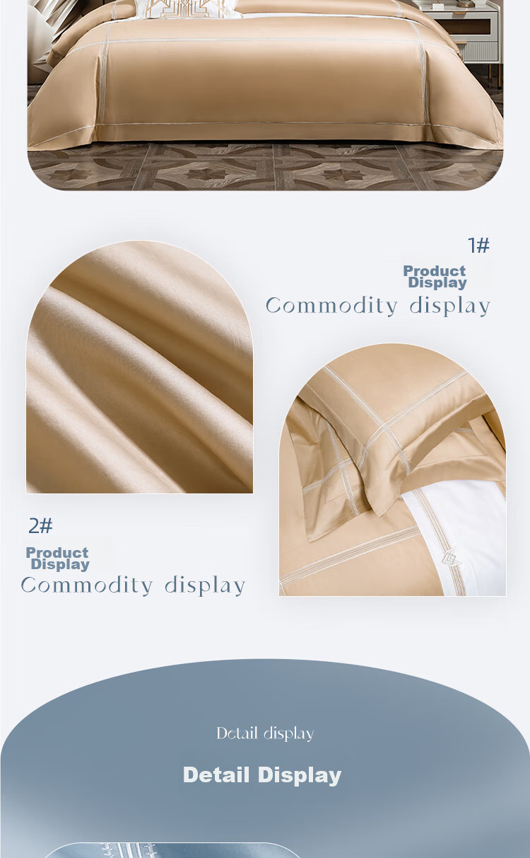 Mengjie Jiafang 100% Long-Staple Cotton High-End Luxury Four-Piece Bedding Set, Pure Cotton Embroidered Bedsheet And Duvet Cover, for 1.8m Bed, 220*240cm, Aivite - Blue 7