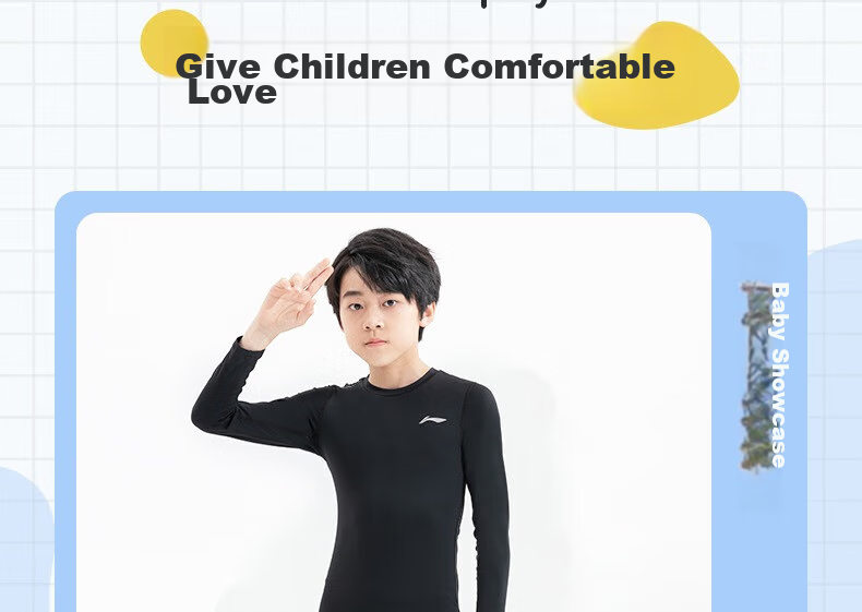 Li-Ning Children's Compression Shirt, Quick-Dry Sportswear Set, Basketball Football Badminton Training Running Spring Summer Yoga Fitness Clothing 8
