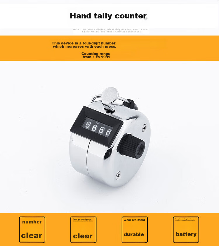 GEDUN Counter, Dot Counter, Warehouse Counting without Battery, Mechanical Manual Metal Push-Button Counter 3