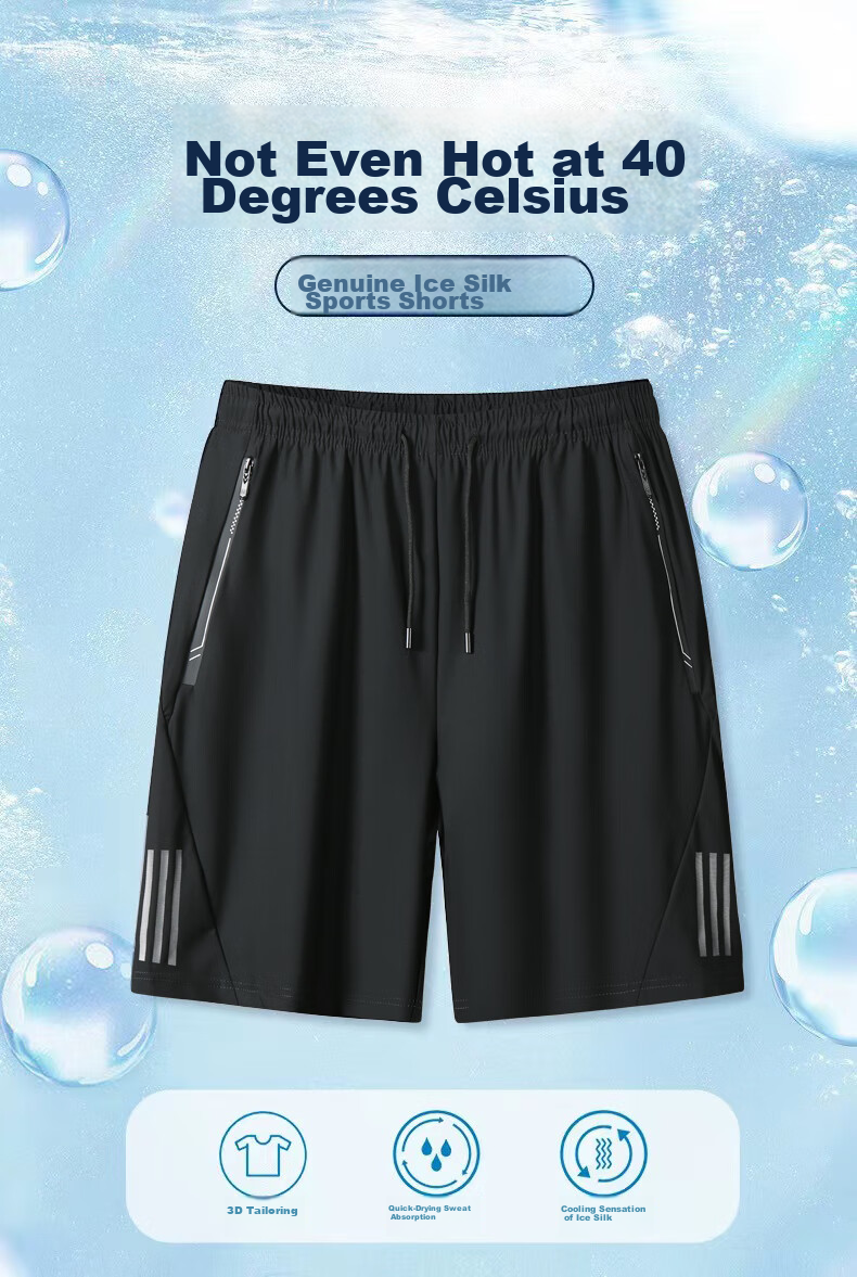 MiiOW Cooling Shorts for Men, Summer Trendy Ice Silk Quick-Dry Fitness Five-Point Pants, Large Size Sports Pants, Father's Day Gift 4