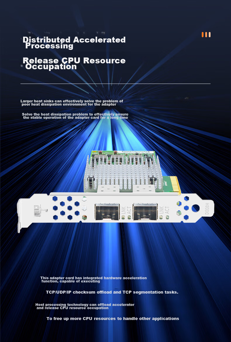 EB-LINK BCM57810S Chip, PCI-E X8 Gigabit Dual-Port Fiber Optic Network Card, 10G Server SFP+ Interface Network Adapter 5