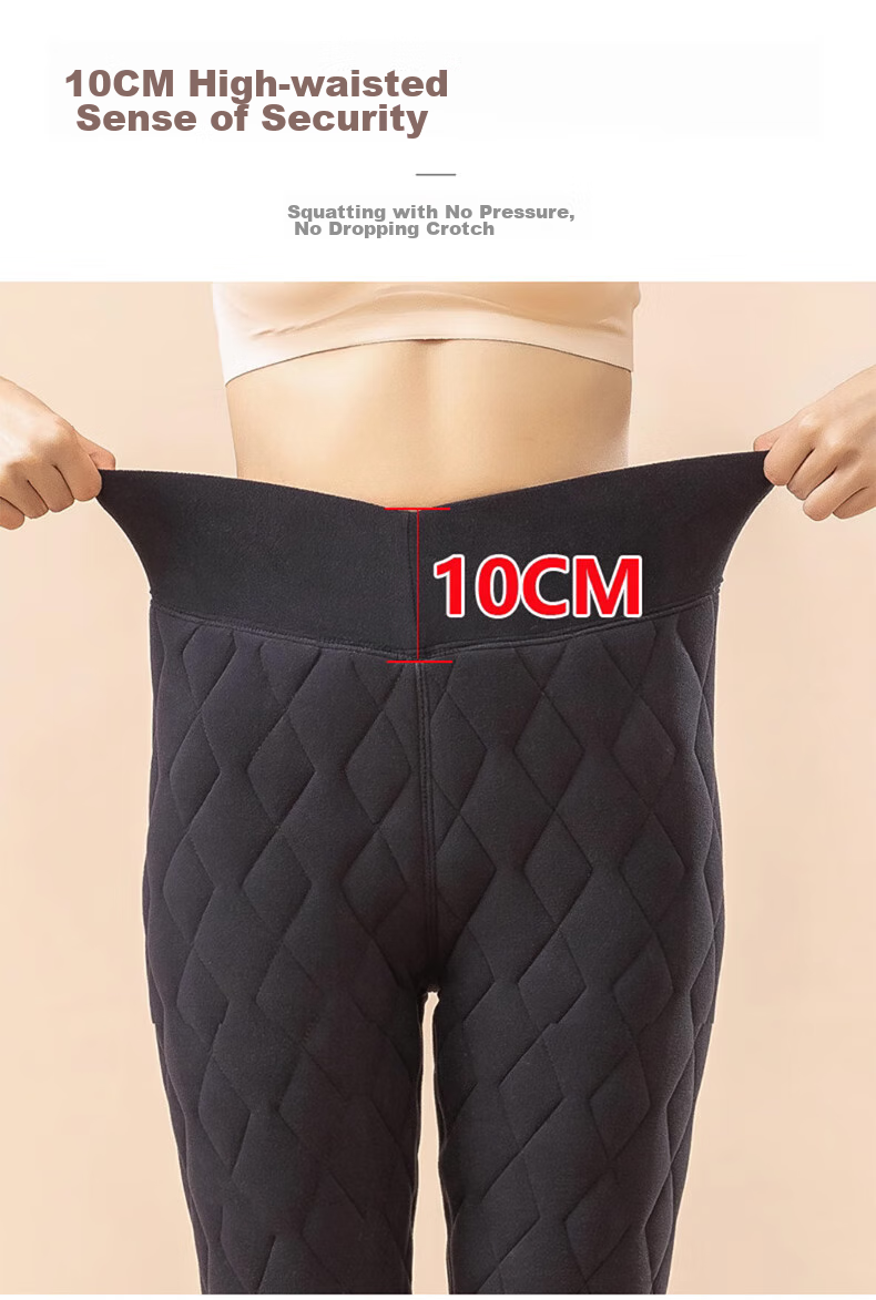 LangSha Women's Thermal Pants, 100% Wool, Autumn And Winter Fleece-Lined Thick Cotton Pants, Extra Thick Lambswool Autumn Pants, Plus Size Base Layer Pants 9