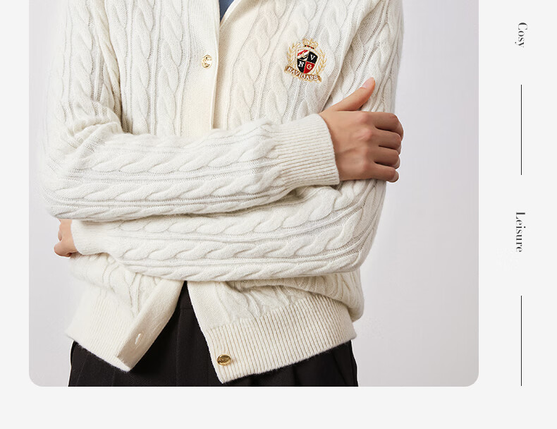 Navigare Italian Small Sailboat Autumn And Winter Women's All-Wool Jacket, Cable Knit Sweater Cardigan 2334094508 M 21