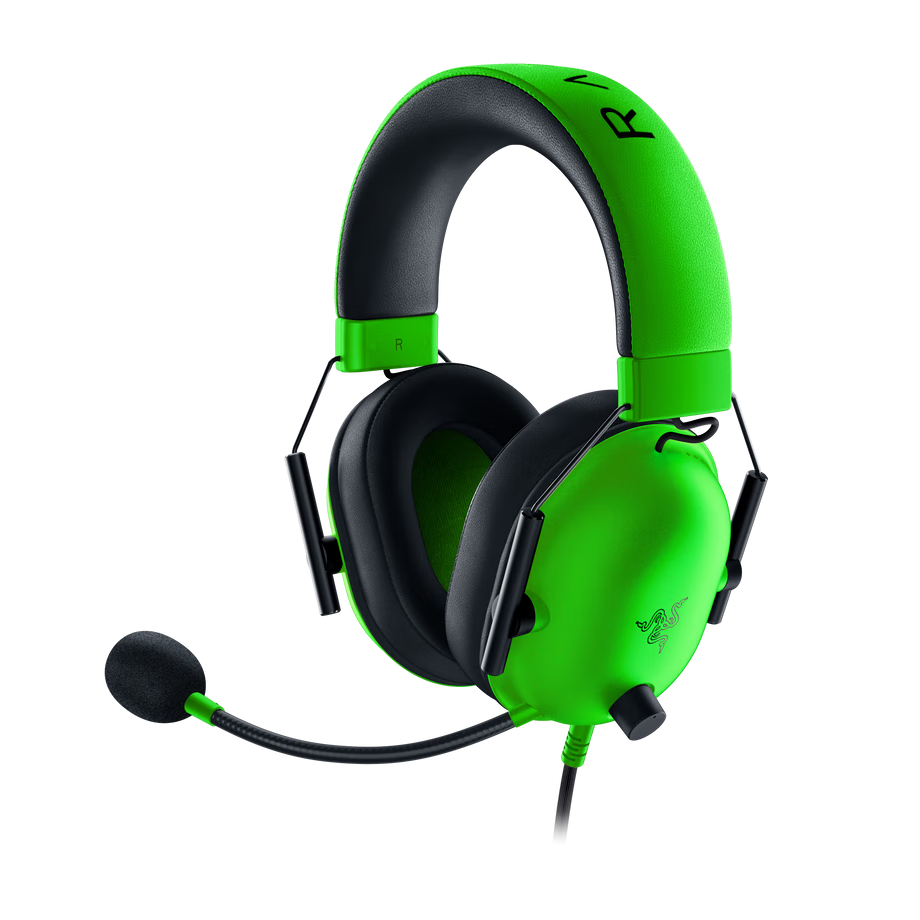 Razer BlackShark V2X Wired Over-Ear Gaming Headset with Microphone, Passive Noise Cancellation, PUBG Essential, Green, Compatible with Delta Actio