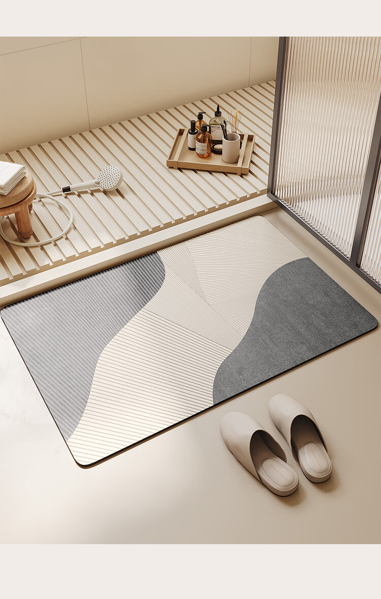 BULULOM Bathroom Entrance Non-Slip Mat, Absorbent Foot Mat, Quick-Drying Toilet Mat, Zhanxiang, 45*70cm 14