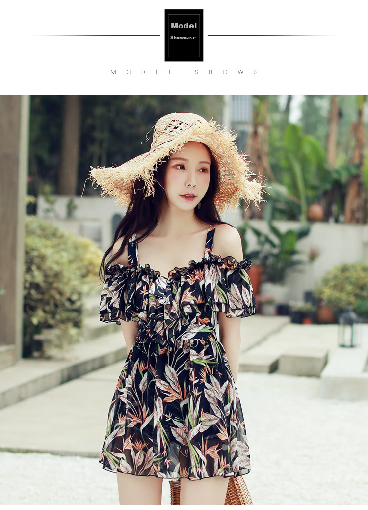 DK Conservative Swimsuit for Women, Tummy Control, Slimming, Sexy, Push-Up One-Piece Dress Style for Small Chest, Suitable for Hot Springs And Swimming, Black, Size L 3