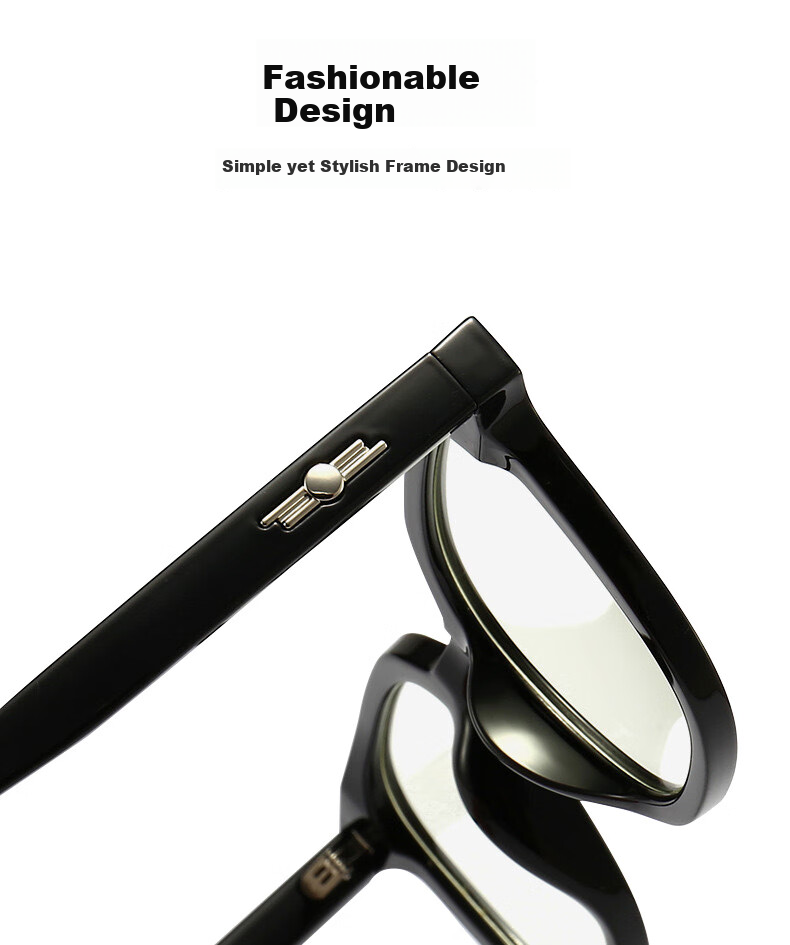 Boshide Blue Light Blocking Glasses, Non-Prescription Lenses, Fashionable Large Frame to Make Face Look Smaller, Bare-Faced Beauty Essential for Women And Men, Black Frame, Glossy Black 11