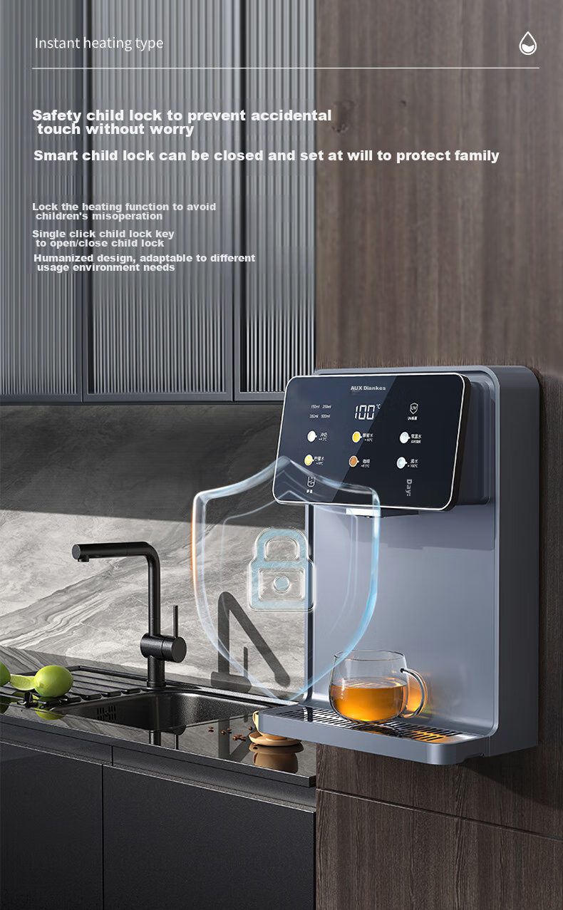AUX High-End Yunche Series Wall-Mounted Water Dispenser, Newly Upgraded Knob Temperature Control UV Sterilization High-Power Self-Priming Rapid Heating Water Dispenser Purifier Companion YGX-2212W 15