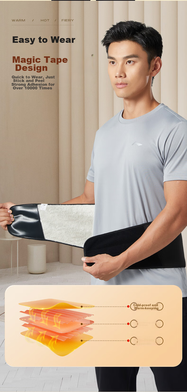 Li-Ning Waist Support Belt, Warm Waist And Abdomen Protector, Stomach Warmer, Self-Heating Device for Lumbar Disc Herniation, Specially Designed for Men And Wome 11