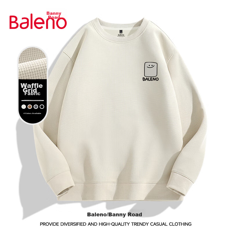 Baleno Sweatshirt for Men, Spring And Autumn Round Neck Pullover, Casual Men's Top, Heavyweight Waffle Knit Long-Sleeve Outerwear 17