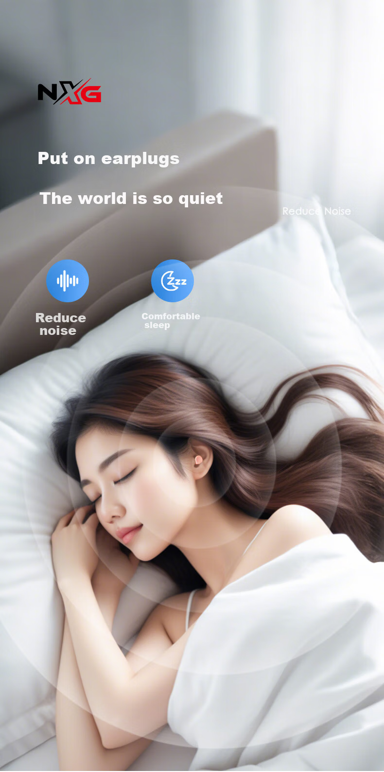 NXG Noise-Cancelling Earplugs for Sleeping, Noise Reduction, Study, Snoring Prevention, Airplane Shooting, Anti-Noise, Light Blue [5 Pairs] 1