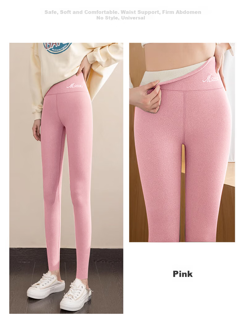 Langsha Women's Autumn Winter Fleece-Lined Thermal Leggings High Waist Slim Thickened Cotton Pants 15