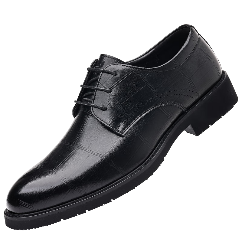 PLAYBOY Leather Shoes for Men, Spring/summer 2026 Business Casual Shoes, British Style Formal Shoes, Black, Size 43