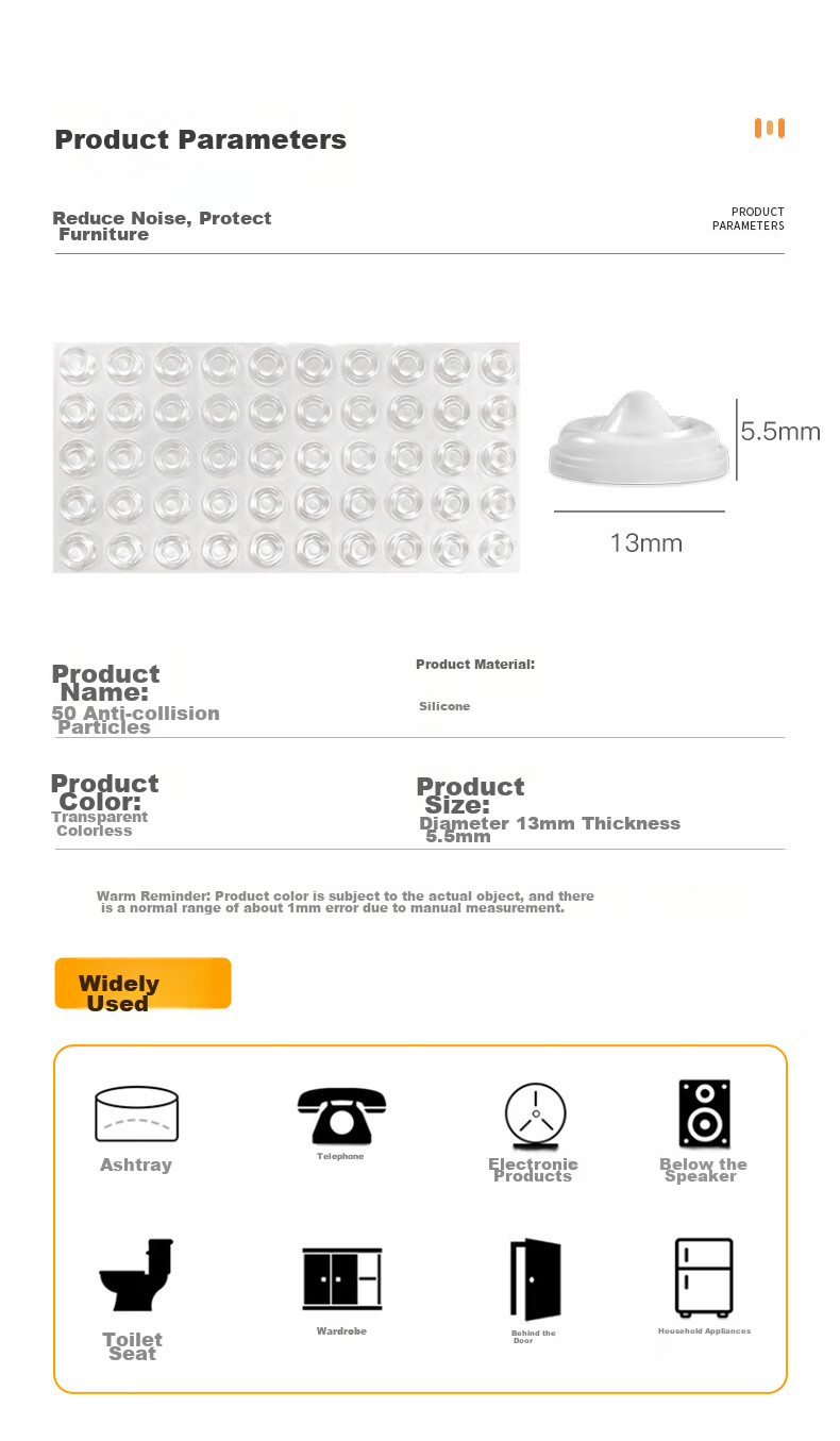 Modouyu Anti-Collision Stickers, Silicone Furniture Cabinet Door Bumper Pads, Handle Anti-Collision Particles, Refrigerator Transparent Anti-Collision Gadget, 50 Pieces 2