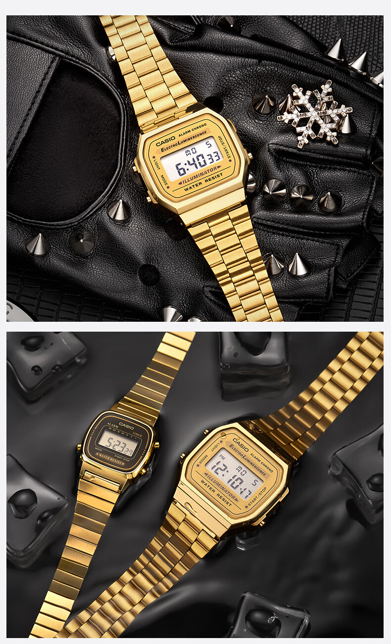 CASIO Men's Watch, Small Gold Watch, Small Square Couple Sports Student Electronic Watch for Men And Women, Gift A159W-N1D 18