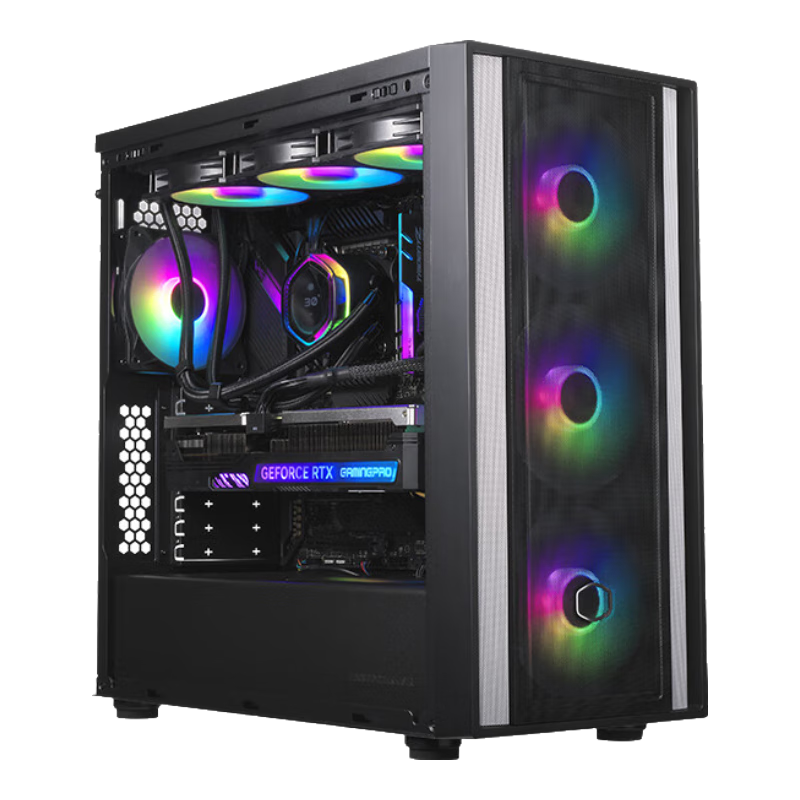 CoolerMaster Box600 Mesh Black ATX Mid-Tower Case with Back I/O Panel, Supports Motherboard Back Mounting, Perforated Front Panel, Steel-Glass Side Panel, Dual 360mm Radiator Support
