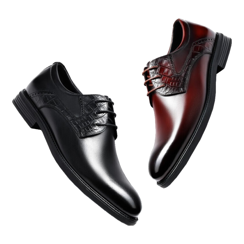 LAORENTOU Leather Shoes for Men, Cowhide Business Casual Shoes, Spring And Autumn Fashion Executive Leather Shoes, Comfortable Formal Shoes, Versatile High-End Wedding Shoes LA12283 Black Size 43