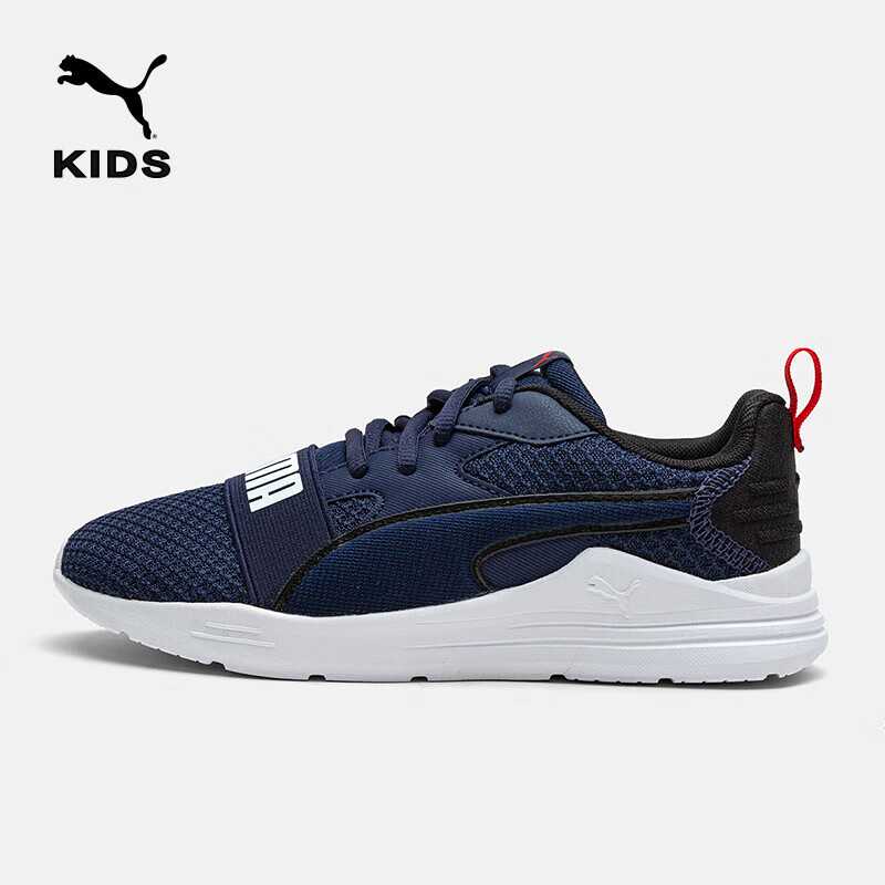 PUMA Children's Sports Shoes, Navy Blue-Black, PUMA White, Size 28
