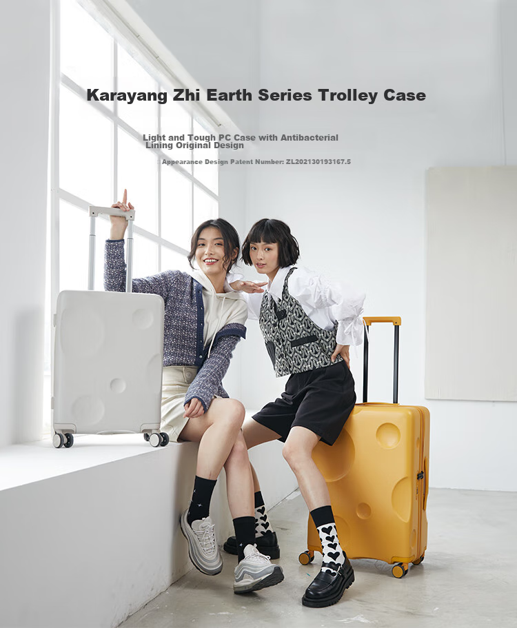 KALA·Y Cheese Luggage, 24-Inch Pure PC, Large Capacity Suitcase for Students Living in Dormitories, Stylish Trolley Case for Men And Wome 1