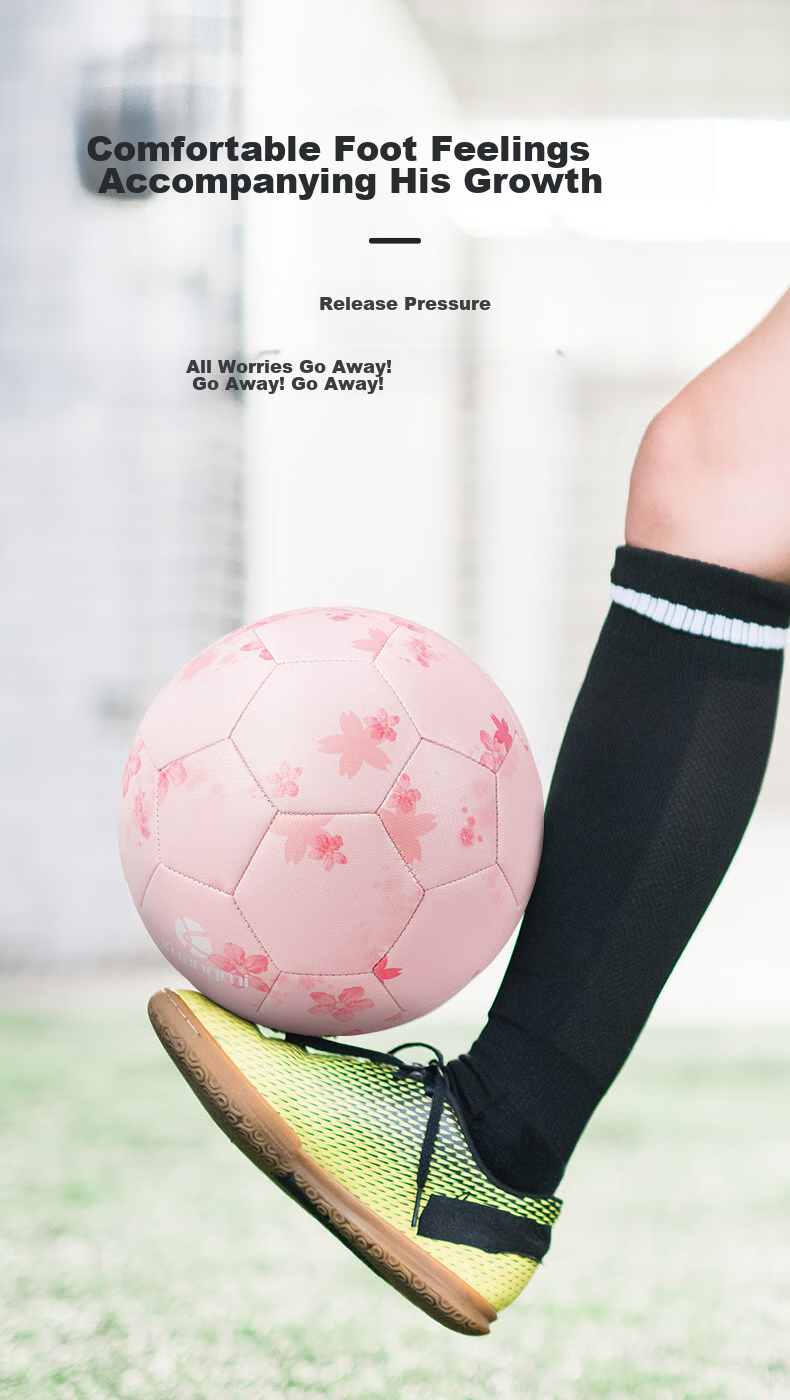 Kuangmi Cherry Blossom Pink Soccer Ball, Size 5, for Middle School Students' Exams, Youth Training And Competition Balls, Birthday Gift Ball for Boys And Girls 1