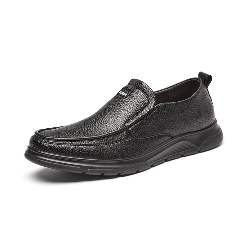 Huili Leather Shoes for Men, Comfortable Slip-On for Spring And Summer, Business Commute Breathable Soft-Soled Casual Shoes, Black, Size 39