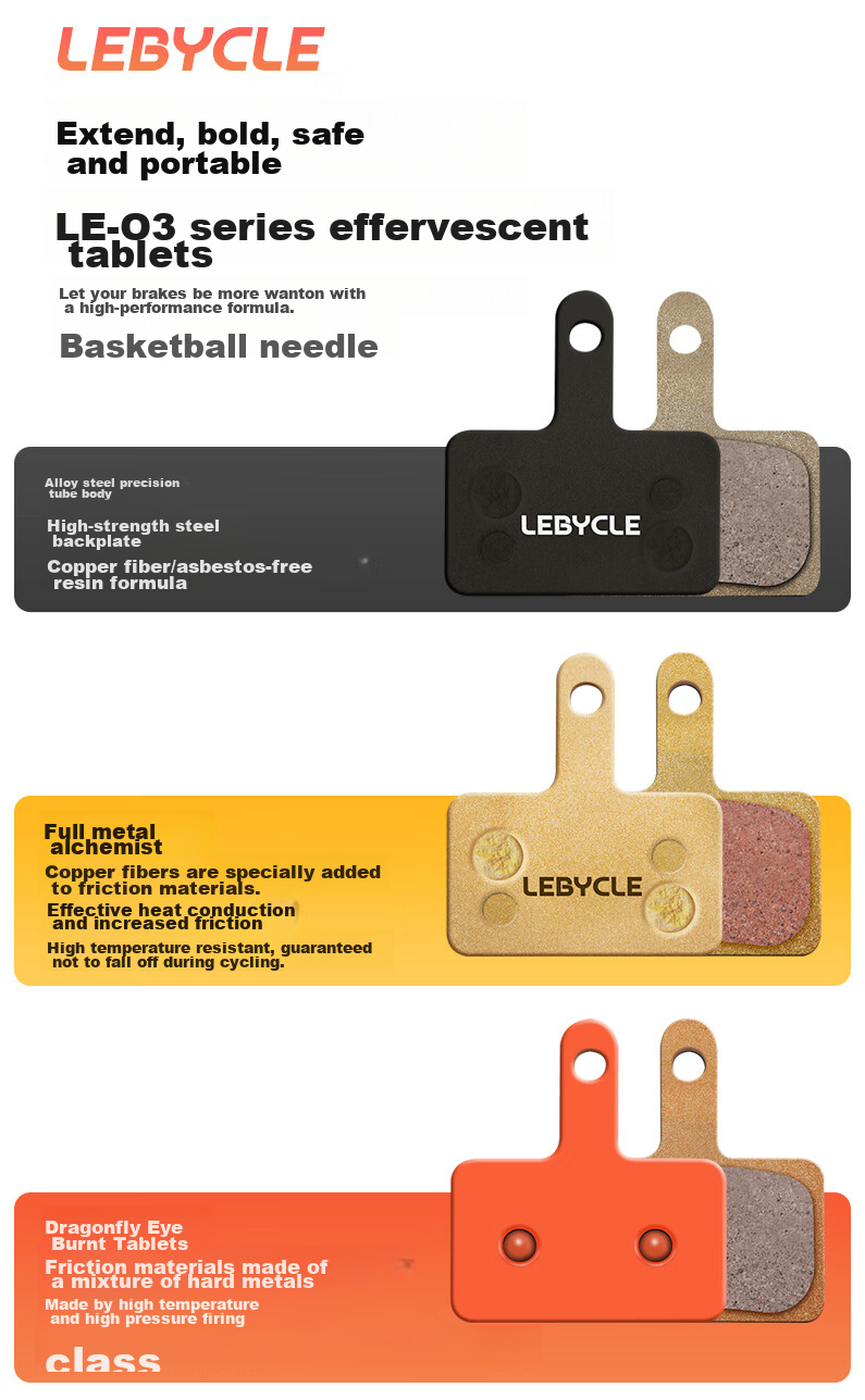 LEBYCLE Mountain Bike Disc Brake Pads, Metal Oil Brake Pads, Universal Shimano M365 M4050 MT400 UR300 Disc Brake Caliper Accessories Complete Set 2