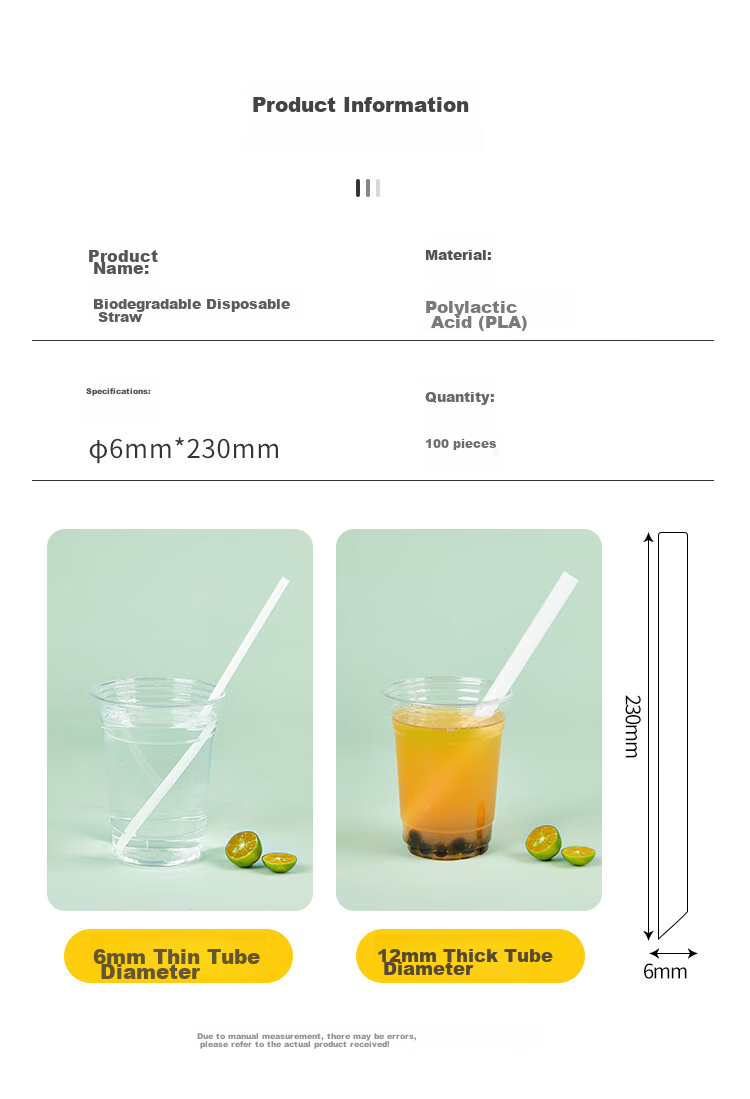 YOUAO Biodegradable PLA Straws, 100 Individually Wrapped, Heat-Resistant Straws for Juice, Drinks, And Bubble Tea 2
