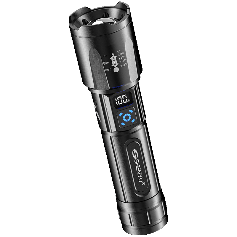 SHENYU Flashlight with High Brightness, Zoomable Lens, Long-Range Beam, Ultra-Long Battery Life, Outdoor Survival, Emergency Power Outage Lighting