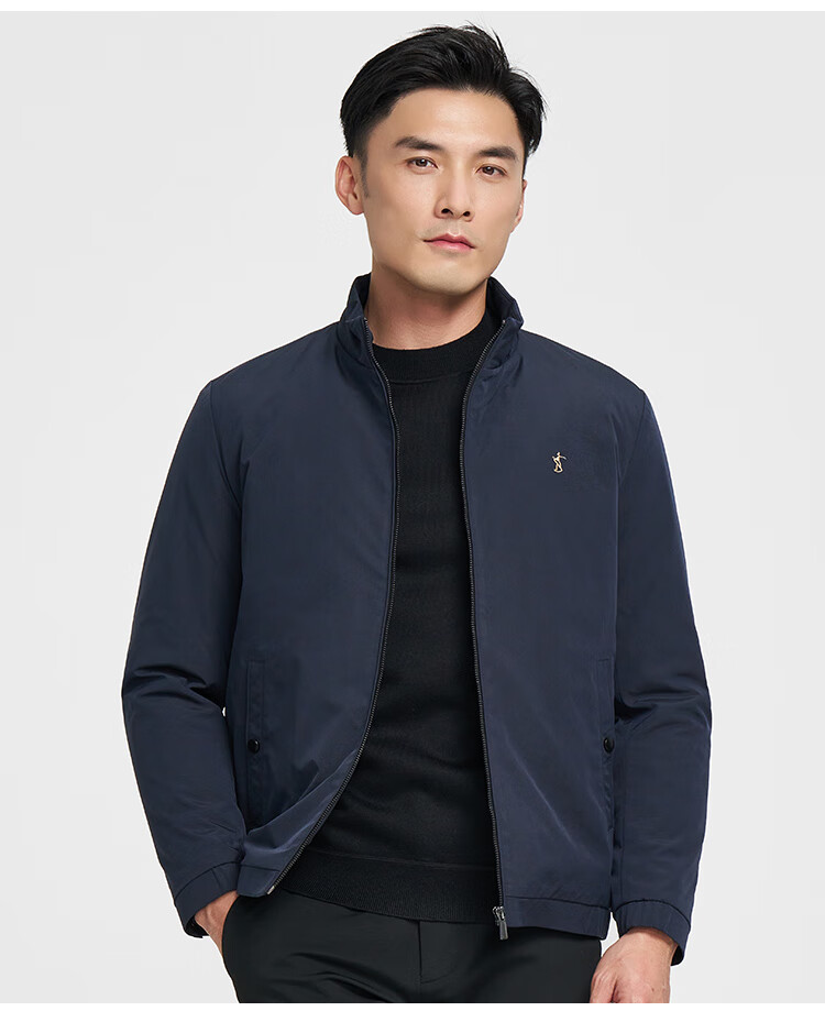 TRIES Men's Padded Jacket, Autumn And Winter Warm Embroidered Coat, Thick Windproof Stand-Collar Cotton Outerwear for Me 18