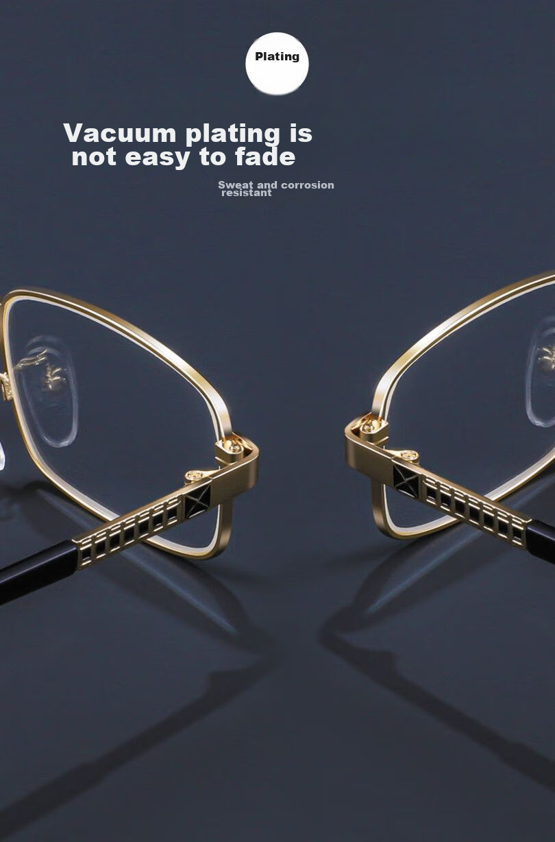 LESCA LUNETIER High-Quality Reading Glasses with Crystal Lenses for Middle-Aged And Elderly Men And Women, High-Definition Eyewear, Gold with Crystal Lens, 150 Degrees 10
